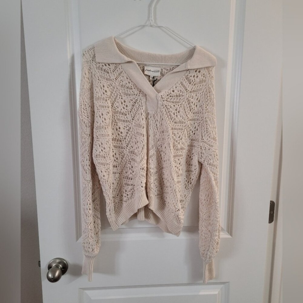 Freshman 1996 Knit Cream Blouse Top